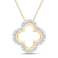 10kt Yellow Gold Womens Round Diamond Quatrefoil Cutout Pendant 1/8 Cttw