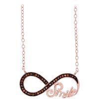 10k Rose Gold Womens Red Color Enhanced Diamond Infinity Smile Love Anniversary Necklace 1/10 Cttw