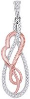 10kt Two-tone Gold Womens Round Diamond Teardrop Heart Pendant 1/6 Cttw