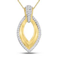 10kt Yellow Gold Womens Round Diamond Oval Pendant 1/6 Cttw