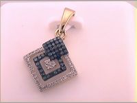 10kt Yellow Gold Womens Color Enhanced Blue Diamond Square Fashion Pendant 1/4 Cttw