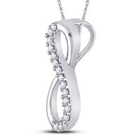 10kt White Gold Womens Round Diamond Infinity Pendant 1/10 Cttw