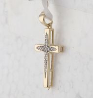 10kt Yellow Gold Womens Round Diamond Cross Pendant 1/10 Cttw