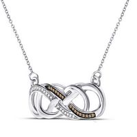 10kt White Gold Womens Round Brown Diamond Infinity Necklace 1/8 Cttw