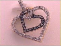 10kt Yellow Gold Womens Round Brown Diamond Double Linked Heart Pendant 1/4 Cttw