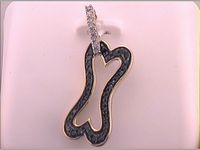 10kt White Gold Womens Color Enhanced Black Diamond Dog Bone Fashion Pendant 1/3 Cttw