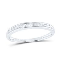 14kt White Gold Womens Baguette Diamond Wedding Band 1/6 Cttw