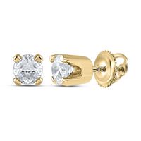 14kt Yellow Gold Girls Infant Round Diamond Solitaire Stud Earrings 1/20 Cttw