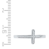 10kt White Gold Womens Round Diamond Cross Religious Band Ring 1/20 Cttw