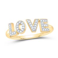 10kt Yellow Gold Womens Round Diamond Bisected Love Fashion Ring 1/10 Cttw