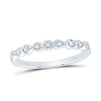 10kt White Gold Womens Round Diamond Stackable Band Ring 1/20 Cttw