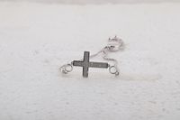 Sterling Silver Womens Round Diamond Cross Religious Bolo Bracelet 1/20 Cttw