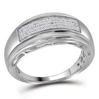 Sterling Silver Mens Round Diamond Wedding Pave Band Ring 1/5 Cttw