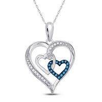 1/10CTW-DIA BLUE HEART PENDANT