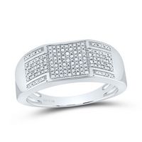 Sterling Silver Mens Round Diamond Square Cluster Ring 1/4 Cttw