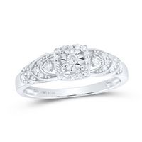 Sterling Silver Womens Round Diamond Heart Bridal Wedding Engagement Ring 1/5 Cttw