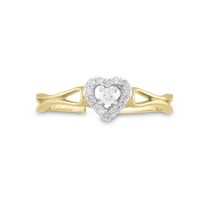 10kt Yellow Gold Womens Round Diamond Heart Promise Bridal Ring 1/8 Cttw