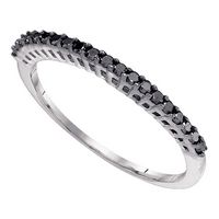 10kt White Gold Womens Color Enhanced Black Diamond Band 1/4 Cttw