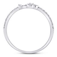 10kt White Gold Womens Round Diamond Stackable Key Ring 1/8 Cttw
