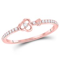 10kt Rose Gold Womens Round Diamond Stackable Key Ring 1/8 Cttw