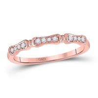 10kt Rose Gold Womens Round Diamond Stackable Band Ring 1/10 Cttw