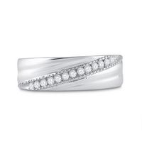 Sterling Silver Mens Round Diamond Wedding Milgrain Band Ring 1/5 Cttw