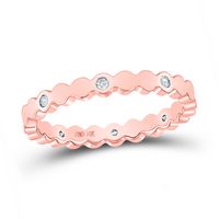 14kt Rose Gold Womens Round Diamond Machine-Set Band Ring 1/12 Cttw
