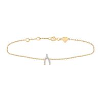 Sterling Silver Womens Round Diamond Wishbone Fashion Bracelet 1/12 Cttw