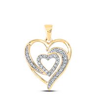 10kt Yellow Gold Womens Round Diamond Fashion Heart Pendant 1/6 Cttw