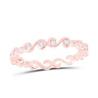 10kt Rose Gold Womens Round Diamond S-Shape Stackable Band Ring 1/8 Cttw