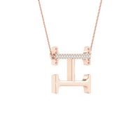 1/20CTW-DIA P1P2 LADIES INITIAL &quot;H&quot; NECKLACE