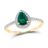 1/6CTW-DIA 3/4CT-EM SYNTHETIC GEMSTONE RING