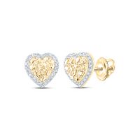 1/10CTW-DIA CN NUGGET HEART EARRING