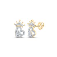 1/8CTW-DIA P1P2 CROWN HEART EARRING