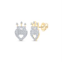 1/6CTW-DIA P1P2 CROWN HEART EARRING