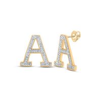 1/6CTW-DIA P1P2 INITIAL &quot;A&quot; GIFT EARRING