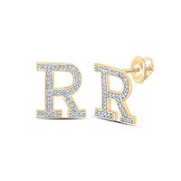 1/6CTW-DIA P1P2 INITIAL &quot;R&quot; GIFT EARRING