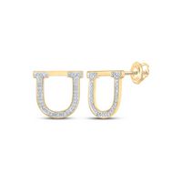 1/6CTW-DIA P1P2 INITIAL &quot;U&quot; GIFT EARRING