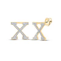 1/5CTW-DIA P1P2 INITIAL &quot;X&quot; GIFT EARRING