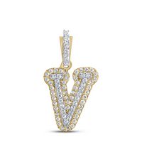 1/5CTW-DIA CN INITIAL &quot;V&quot; PENDANT
