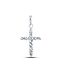 1/5CTW-DIA NK CROSS PENDANT