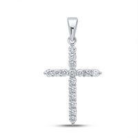 1/4CTW-DIA NK CROSS PENDANT