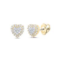 1/6CTW-DIA CN GIFT DOUBLE HEART EARRING