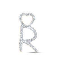 1/8CTW-DIA P1P2 GIFT HEART INITIAL &quot;R&quot; PENDANT