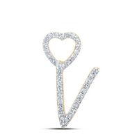 1/10CTW-DIA P1P2 GIFT HEART INITIAL &quot;V&quot; PENDANT