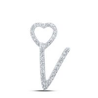 1/10CTW-DIA P1P2 GIFT HEART INITIAL &quot;V&quot; PENDANT