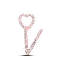 1/10CTW-DIA P1P2 GIFT HEART INITIAL &quot;V&quot; PENDANT