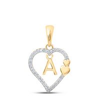 1/10CTW-DIA P1P2 GIFT HEART INITIAL &quot;A&quot; PENDANT