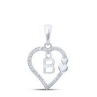 1/10CTW-DIA P1P2 GIFT HEART INITIAL &quot;B&quot; PENDANT