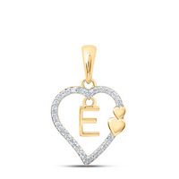 1/10CTW-DIA P1P2 GIFT HEART INITIAL &quot;E&quot; PENDANT